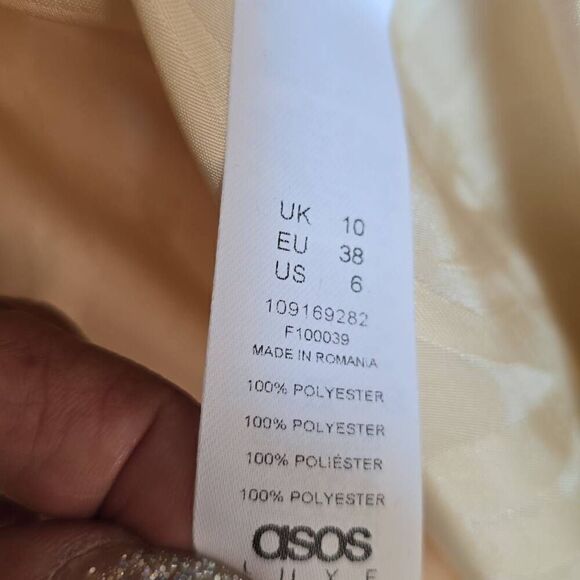 asos LUXE animal jacquard ruffle top in champagne, NWT, Sz 6 - Picture 5 of 6